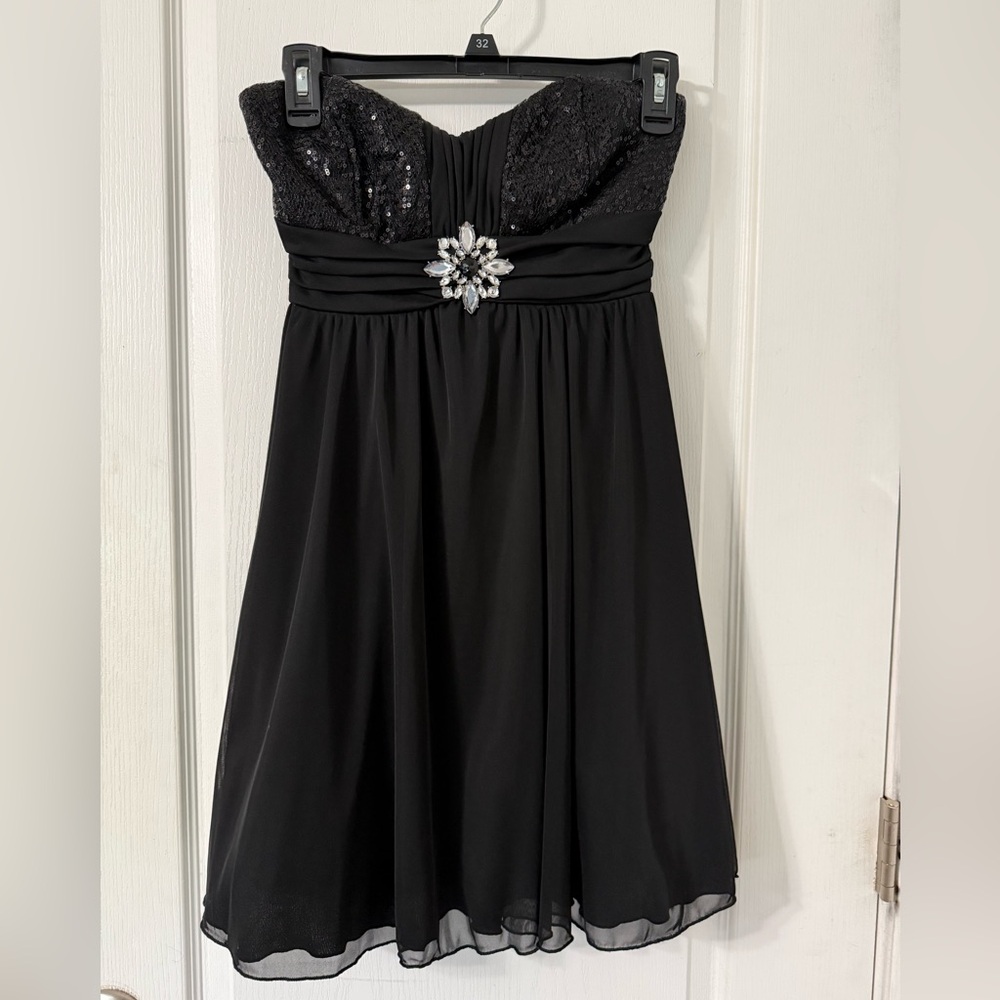 by & by Black Strapless Prom Dress